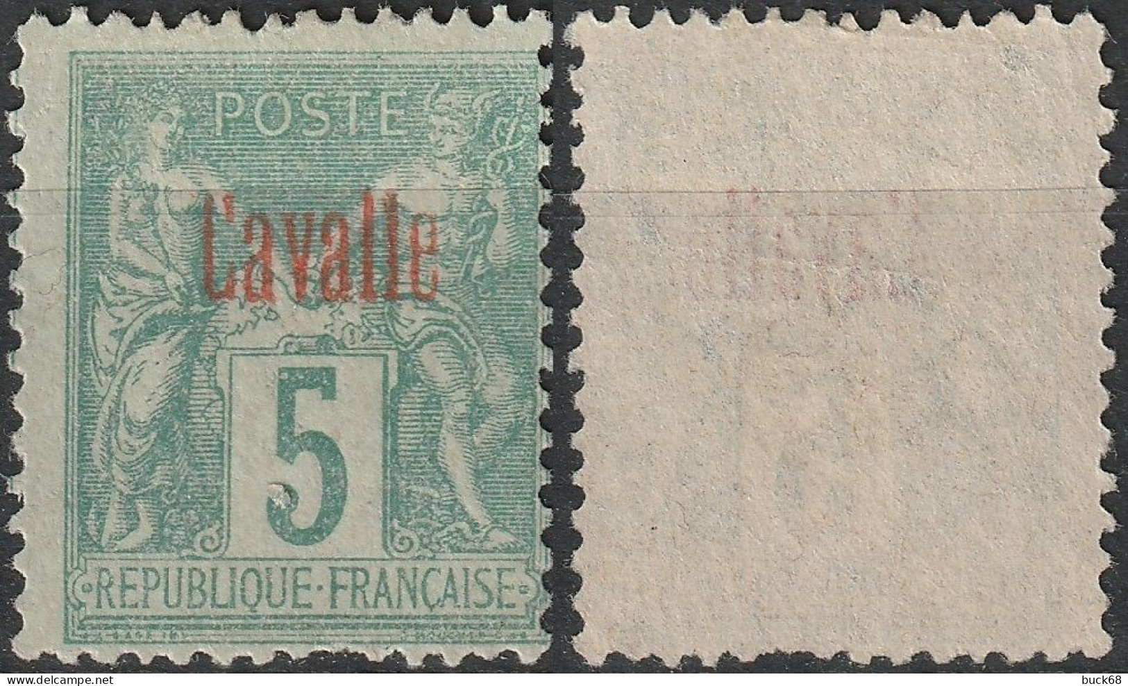 CAVALLE Poste 1a (*) MHNG Type Groupe Surcharge Rouge 1893 (CV 35 €) [ColCla] - Neufs