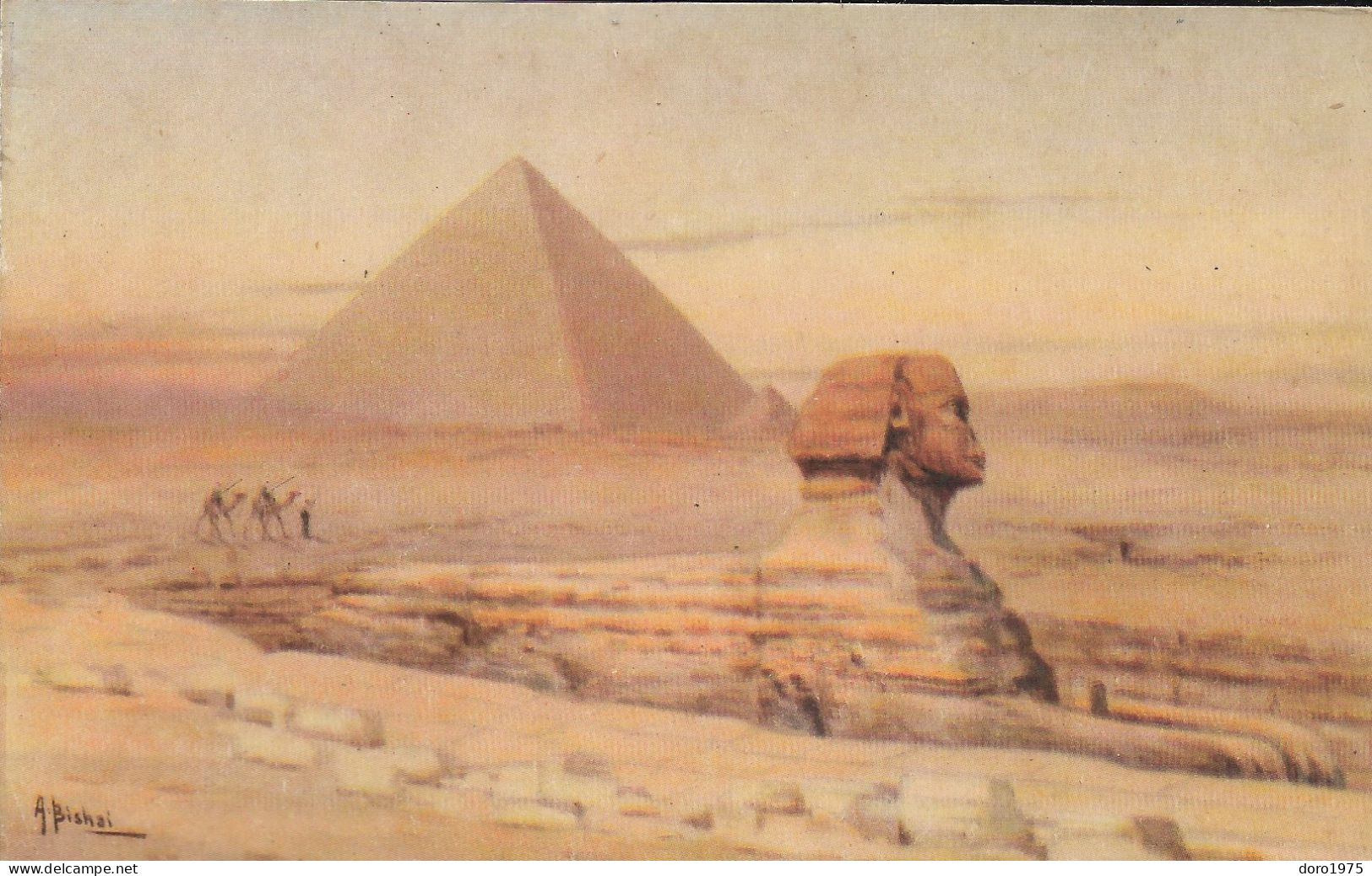 EGYPT - The Great Pyramid Of Giza & The Sphinx - A. Bishai - No. 119 - Unused Postcard (02) - Pyramids
