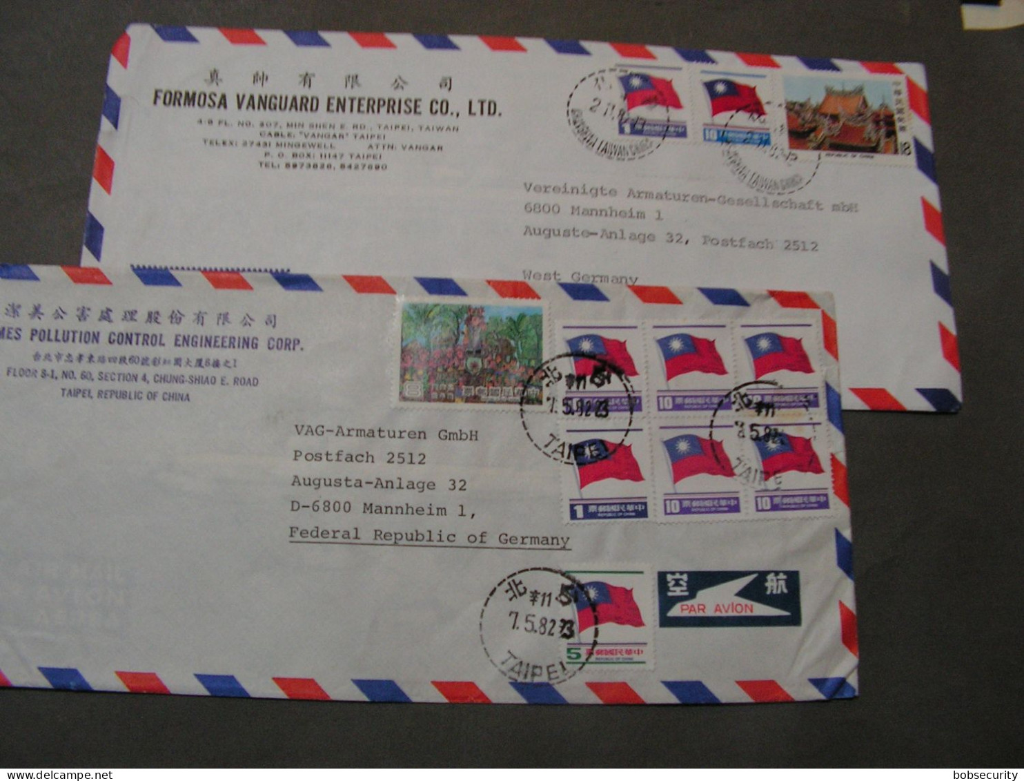 China Taiwan  Cv. 2 Covers - Lettres & Documents