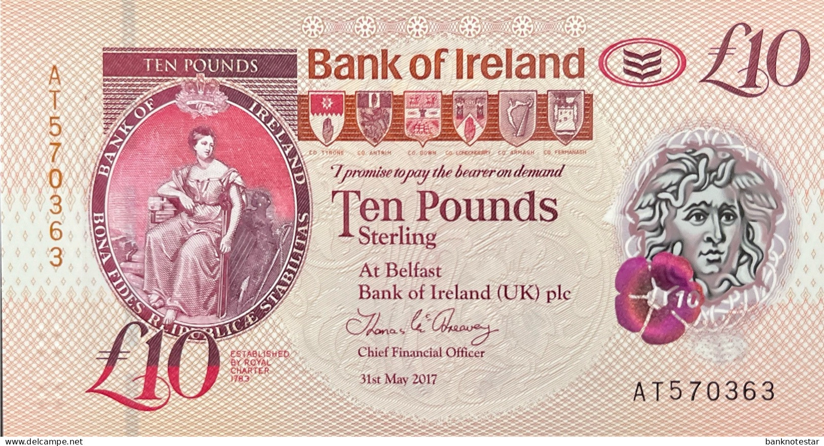 Northern Ireland 10 Pounds, P-91 (31.5.2017) - UNC - 10 Ponden