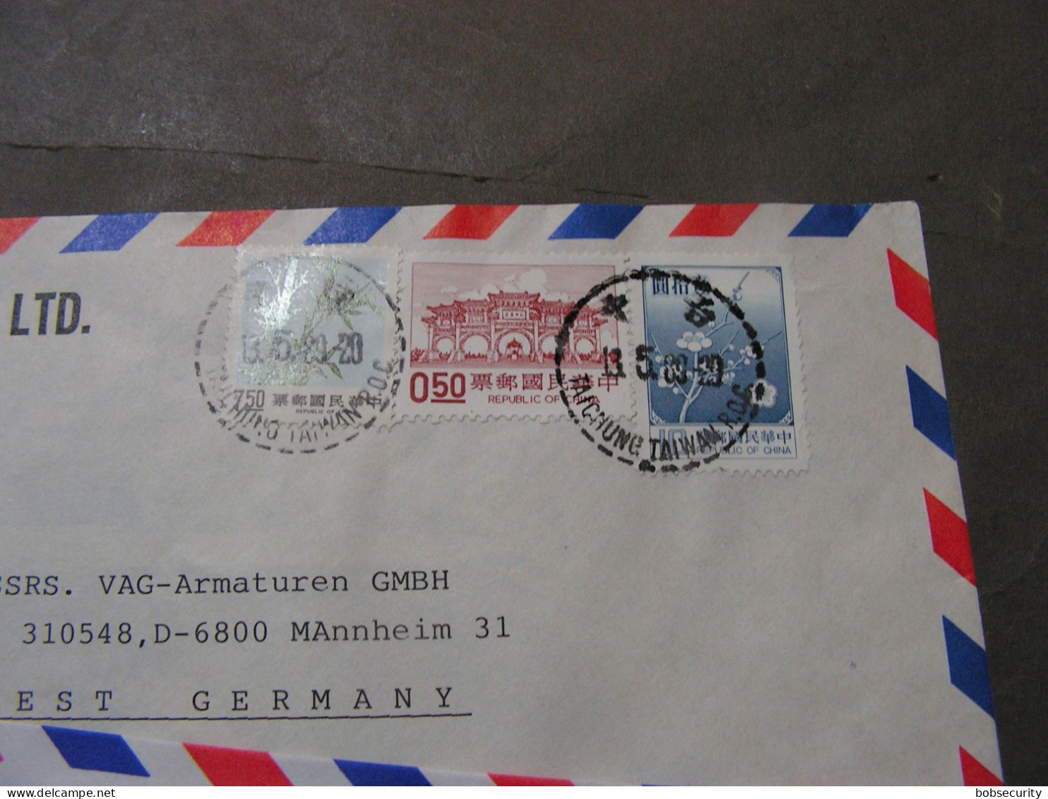 China Taiwan  Cv. 2 Covers - Lettres & Documents