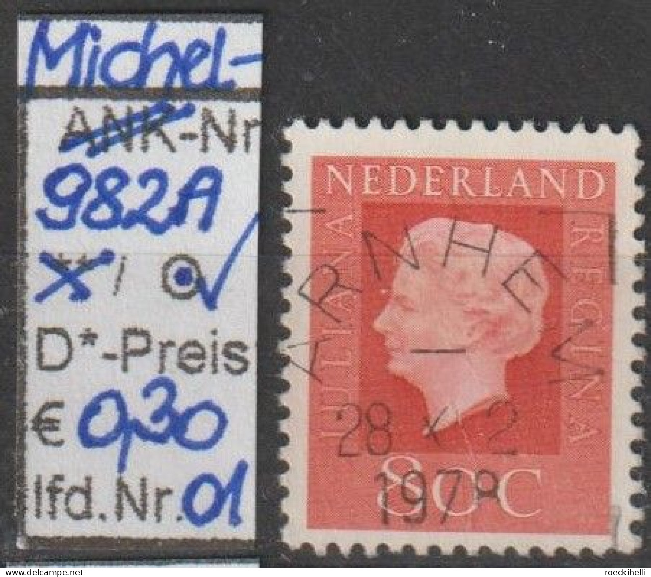 1972 - NIEDERLANDE - FM/DM "Königin Juliana" 80 C Bräunl'rot - O Gestempelt - S. Scan (982Ao 01-09 Nl) - Usados