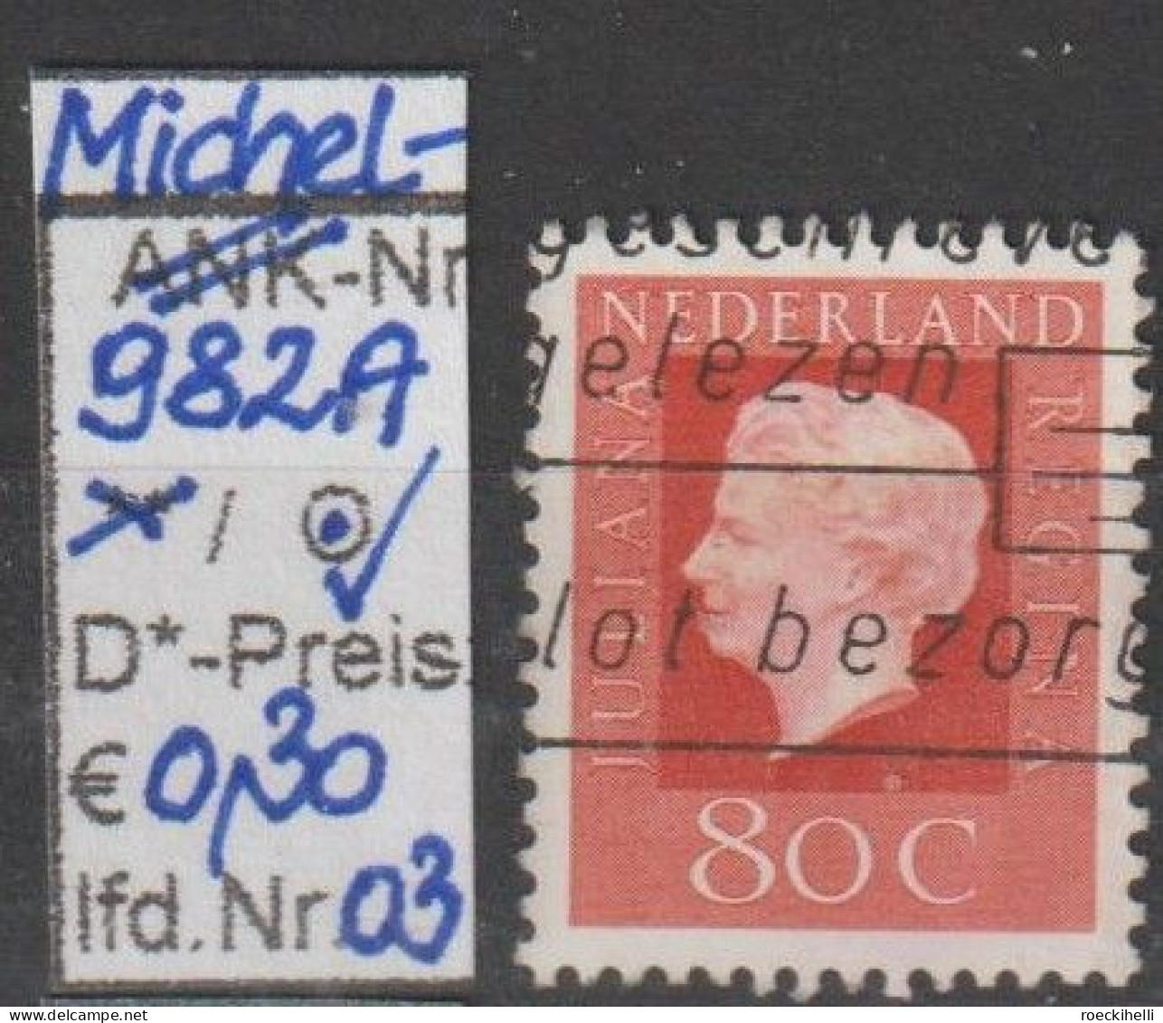 1972 - NIEDERLANDE - FM/DM "Königin Juliana" 80 C Bräunl'rot - O Gestempelt - S. Scan (982Ao 01-09 Nl) - Usados