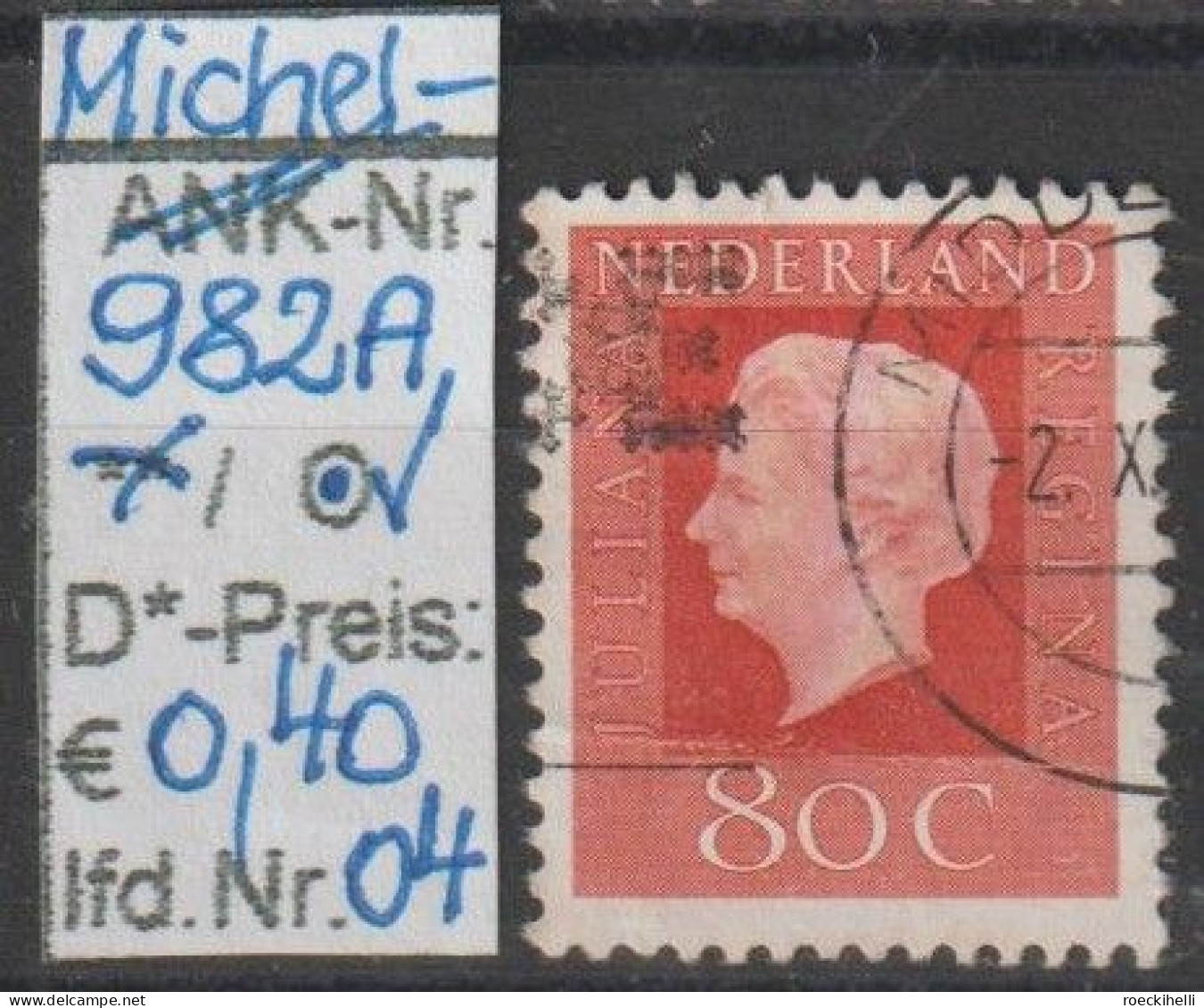 1972 - NIEDERLANDE - FM/DM "Königin Juliana" 80 C Bräunl'rot - O Gestempelt - S. Scan (982Ao 01-09 Nl) - Used Stamps