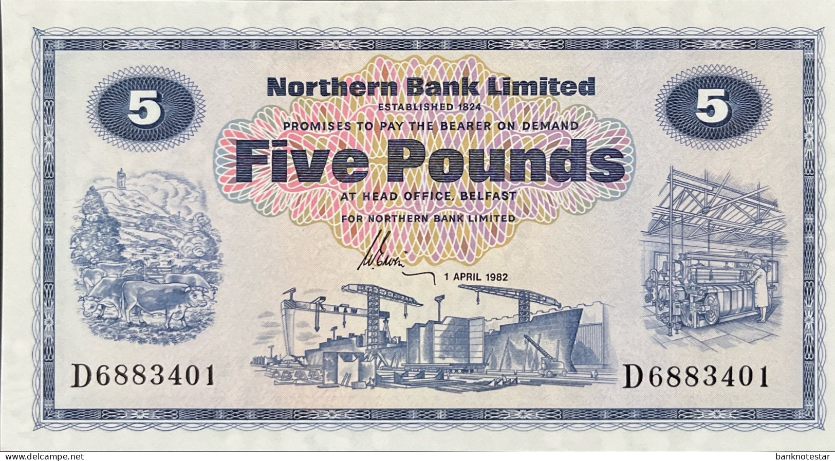 Northern Ireland 5 Pounds, P-188d (1.4.1982) - UNC - 5 Pounds