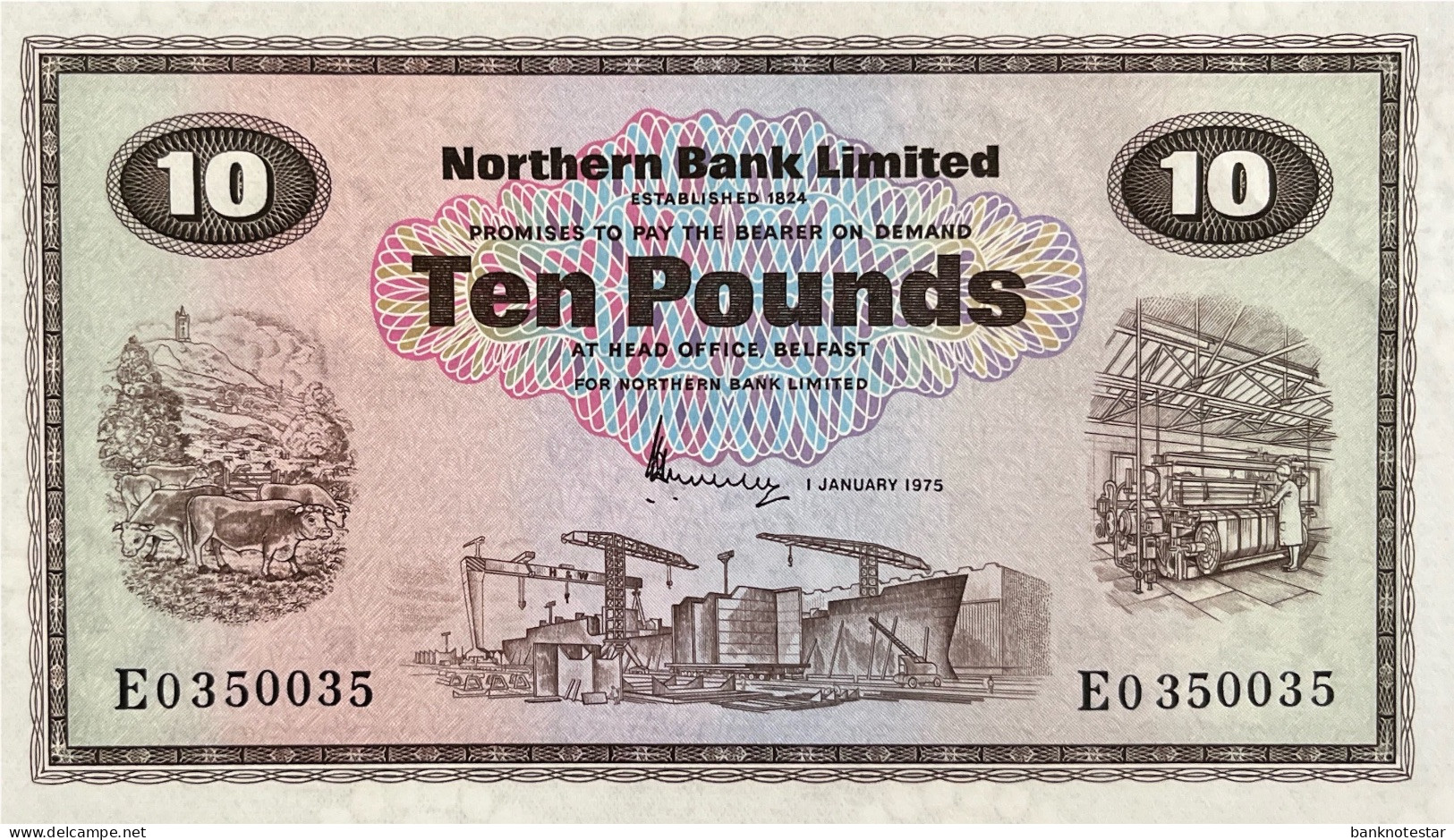 Northern Ireland 10 Pounds, P-189c (1.1.1975) - AU - 10 Pounds