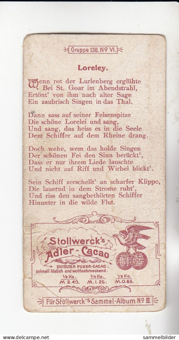 Stollwerck Album No 3 Die Macht Der Musik Loreley  Grp 138 #6 Von 1899 - Stollwerck