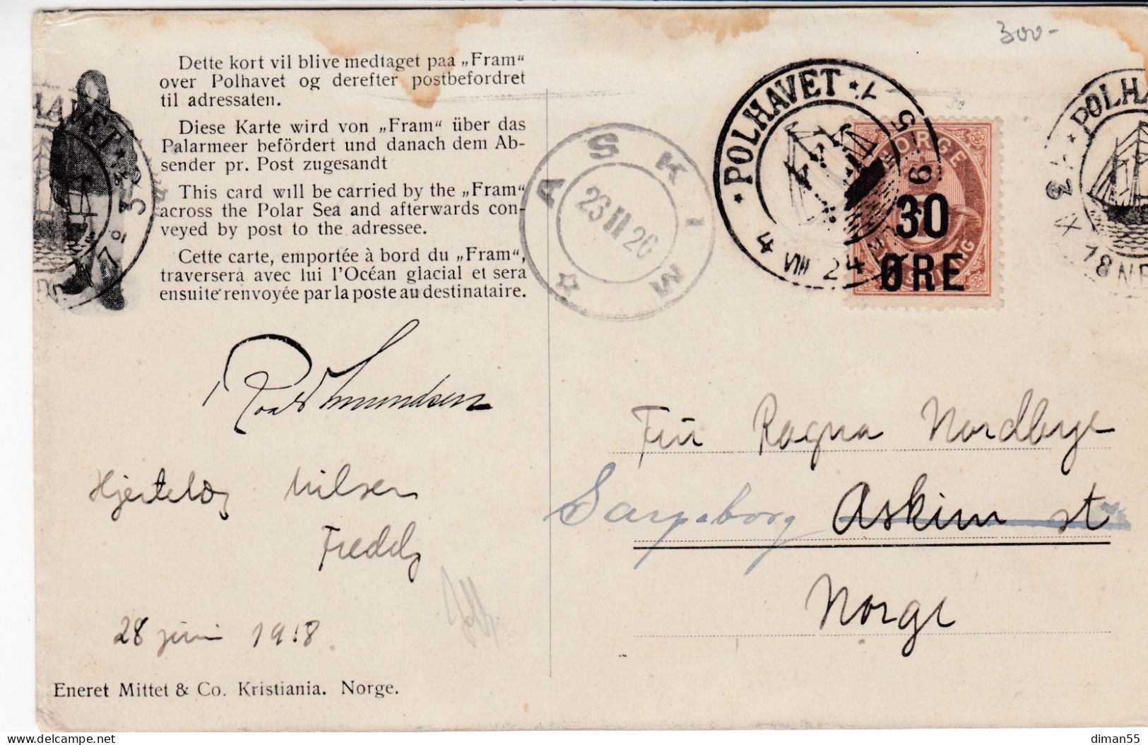 NORWAY - POLAR CRUISE - POLHAVET 23-02-1926 POSTAL CARD - Very Rare And HV - Cartas & Documentos