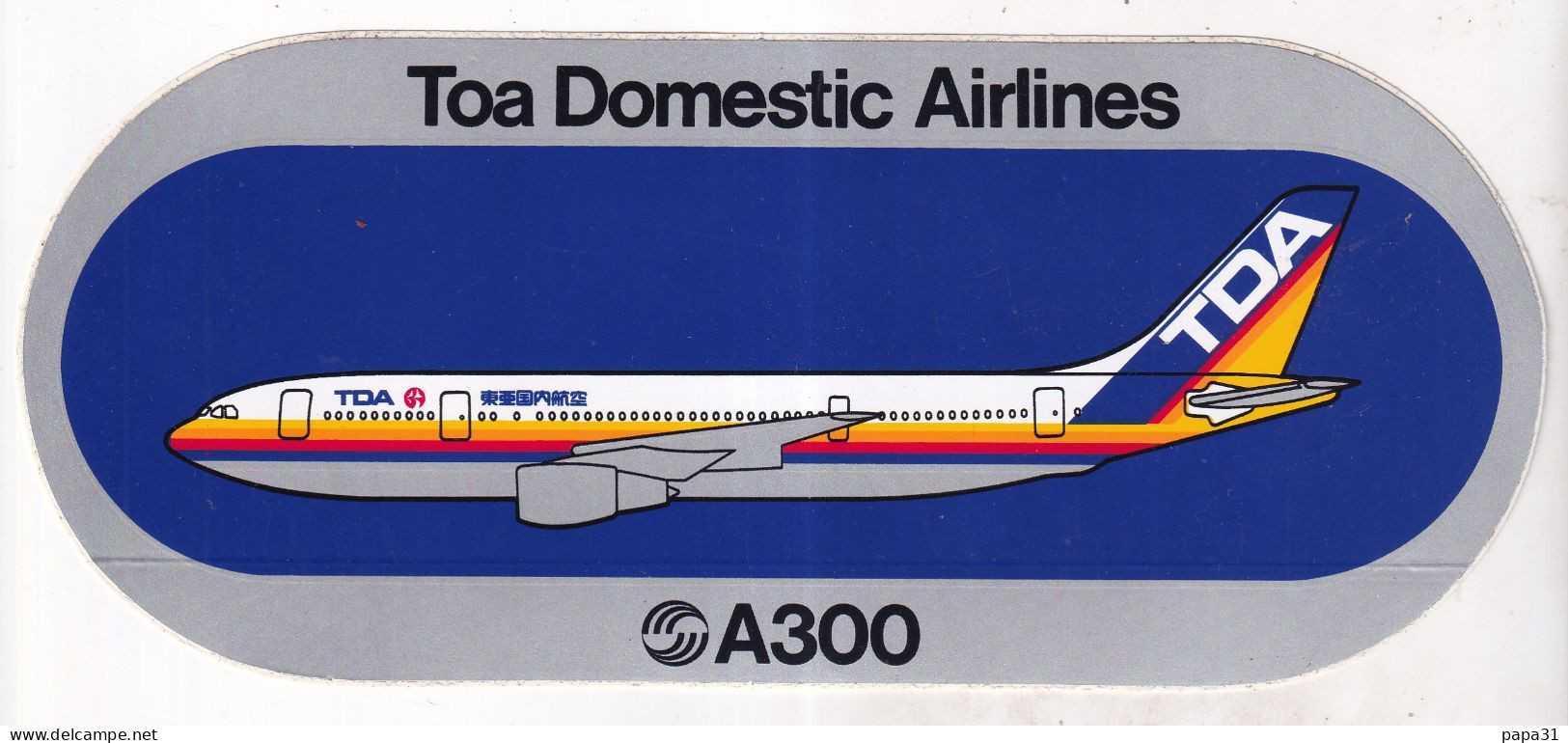 Autocollant Avion -  Toa Domestic Airlines  A300 - Pegatinas