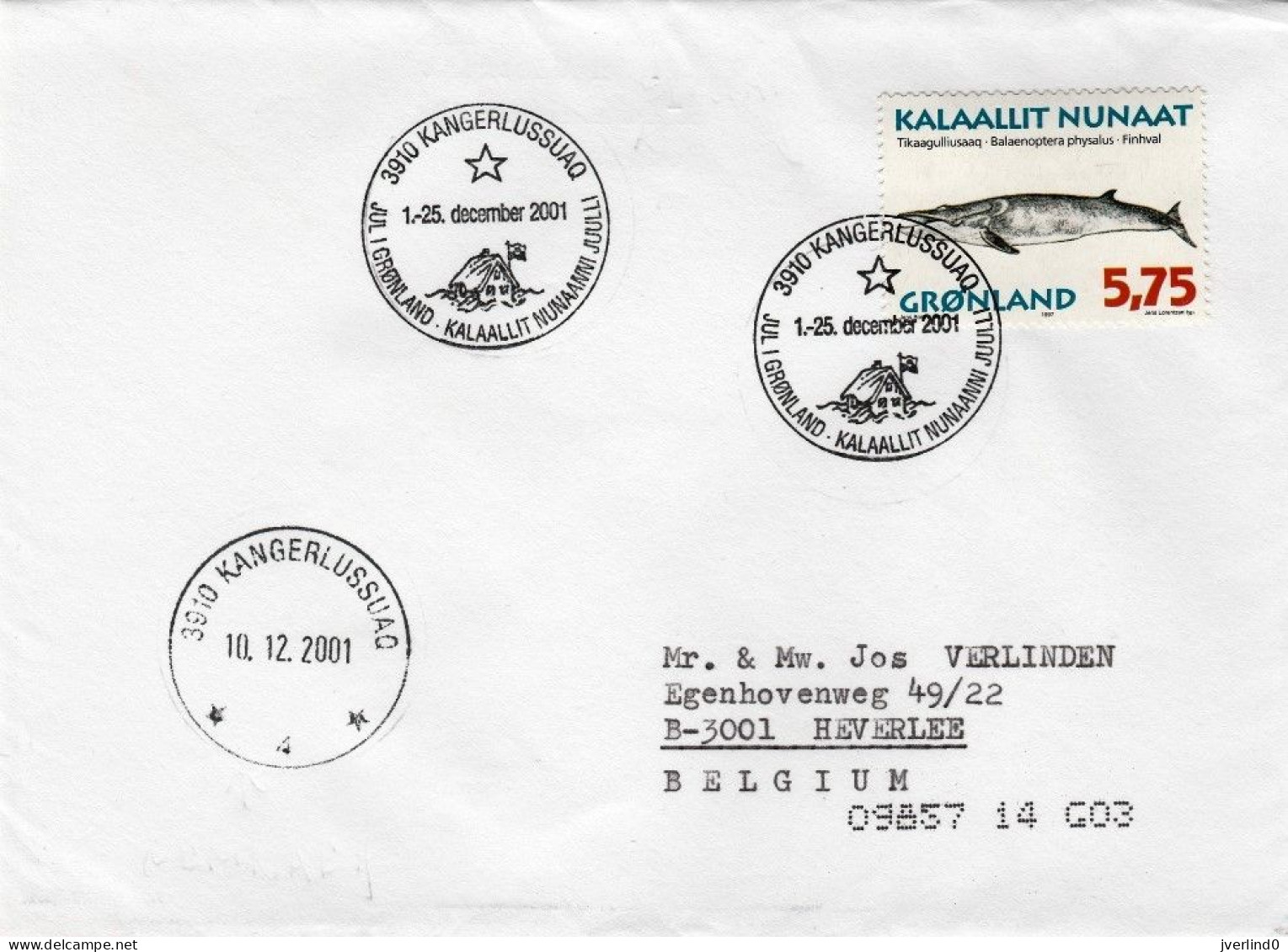 Kangerlussuaq Greenland Christmas Cancel 2001 - Covers & Documents