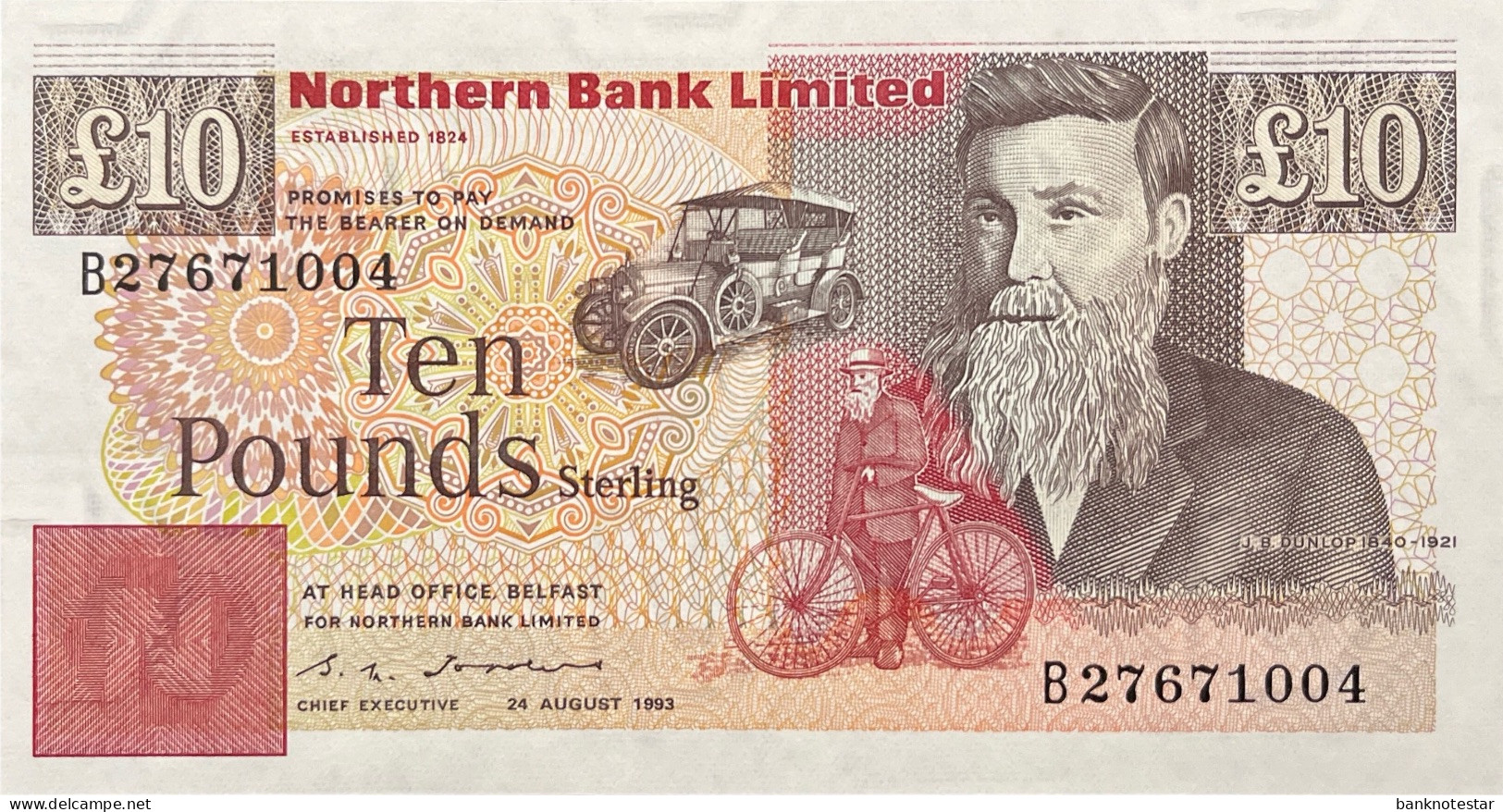 Northern Ireland 10 Pounds, P-194b (24.8.1993) - UNC - 10 Ponden