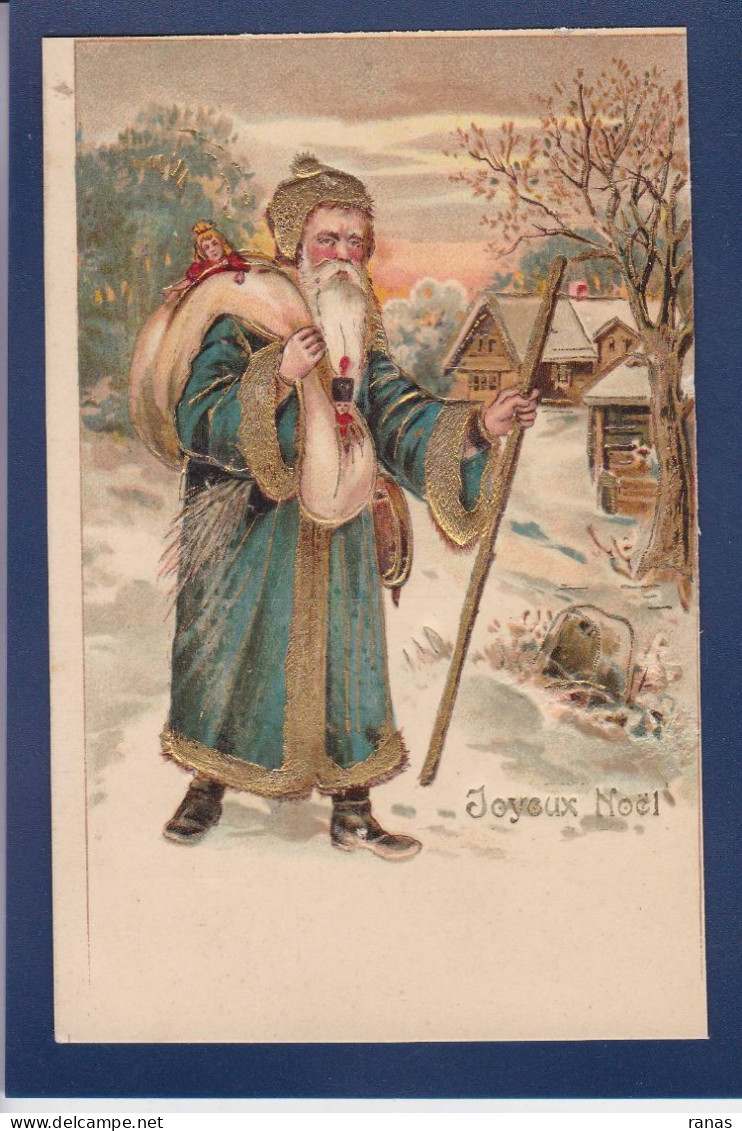 CPA Père Noël Bleu Santa Claus Circulé Gaufré Embossed - Saint-Nicholas Day