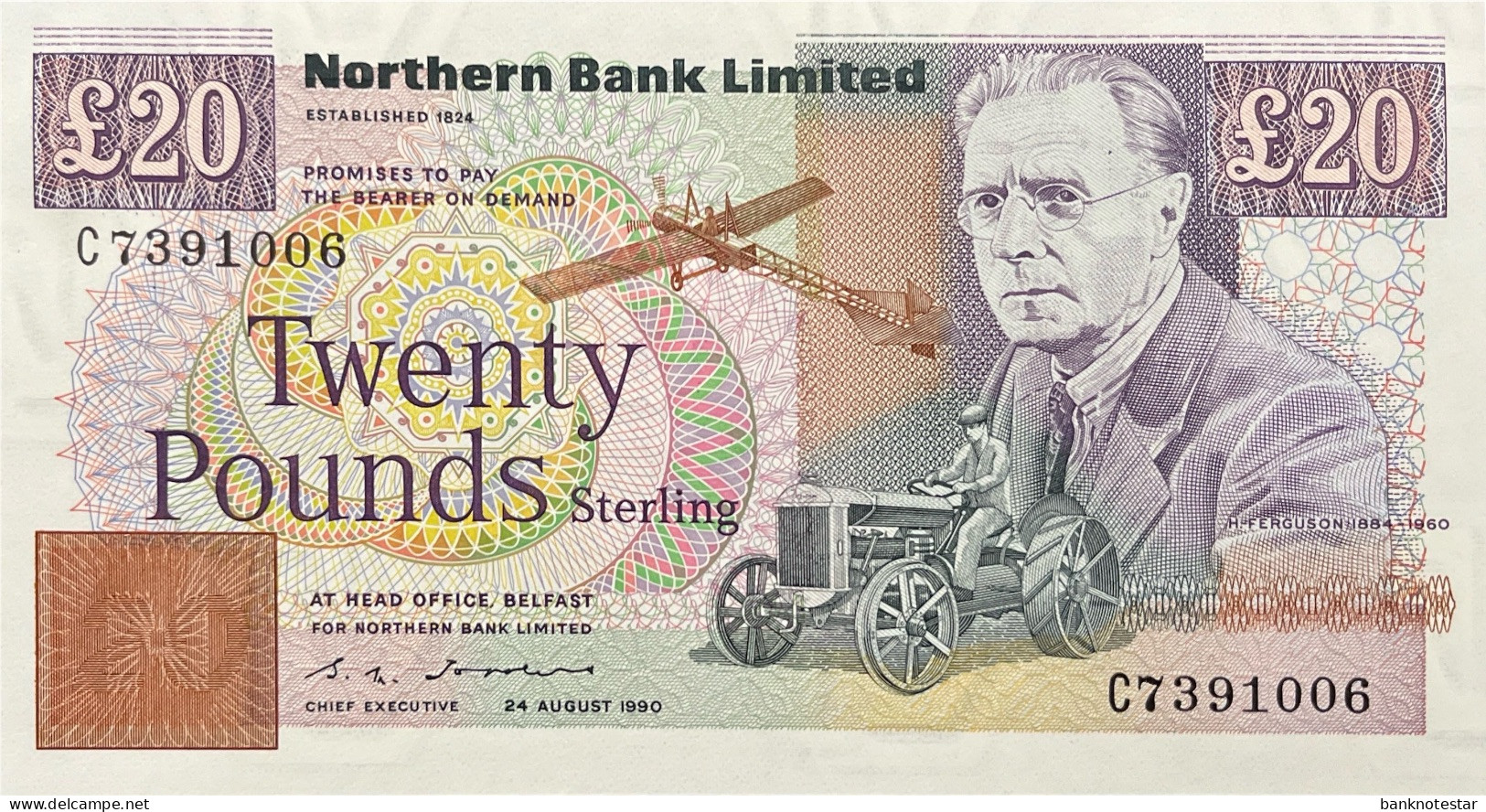 Northern Ireland 20 Pounds, P-195b (24.8.1990) - UNC - 20 Pounds