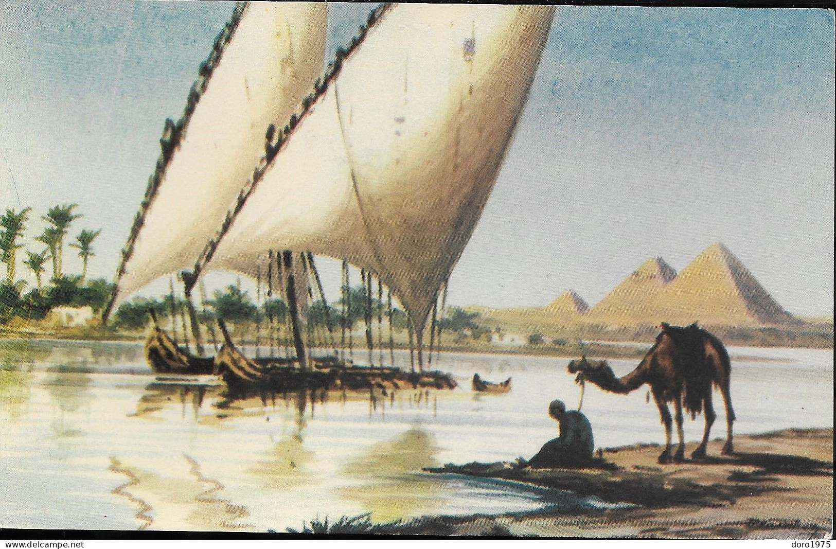 EGYPT - Nile Sailing Boats - D. Vassiliou - No. 7 - Unused Postcard (03) - Pyramides