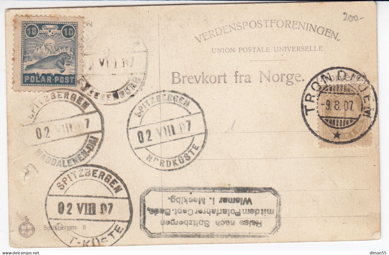 NORWAY - POLAR CRUISE - POLHAVET Flydende Hvalstation Spitzbergen  UPU POSTAL CARD - Very Rare And HV - Brieven En Documenten