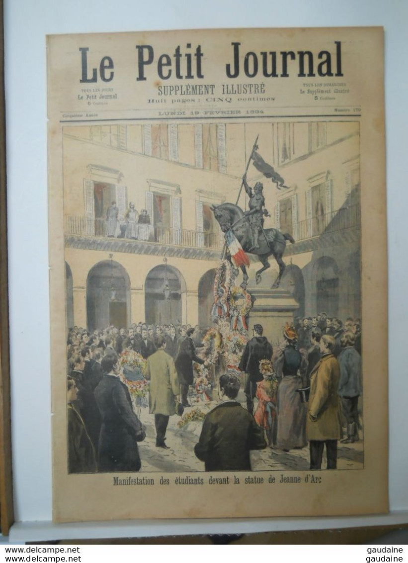 Le Petit Journal N°170 – 19 Février 1894 - Manifestation Etudiants Jeanne D'Arc - Proclamation Roi Dahomey - Le Petit Journal