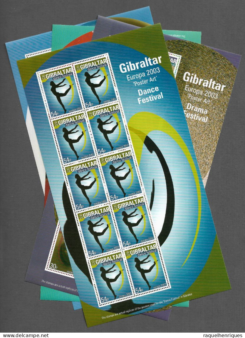 GIBRALTAR 2003 EUROPA Stamps - Poster Art - SET IN 4 ILLUSTRATED SHEETS WITH 10 STAMPS EACH MNH (STB#7) - Gibraltar