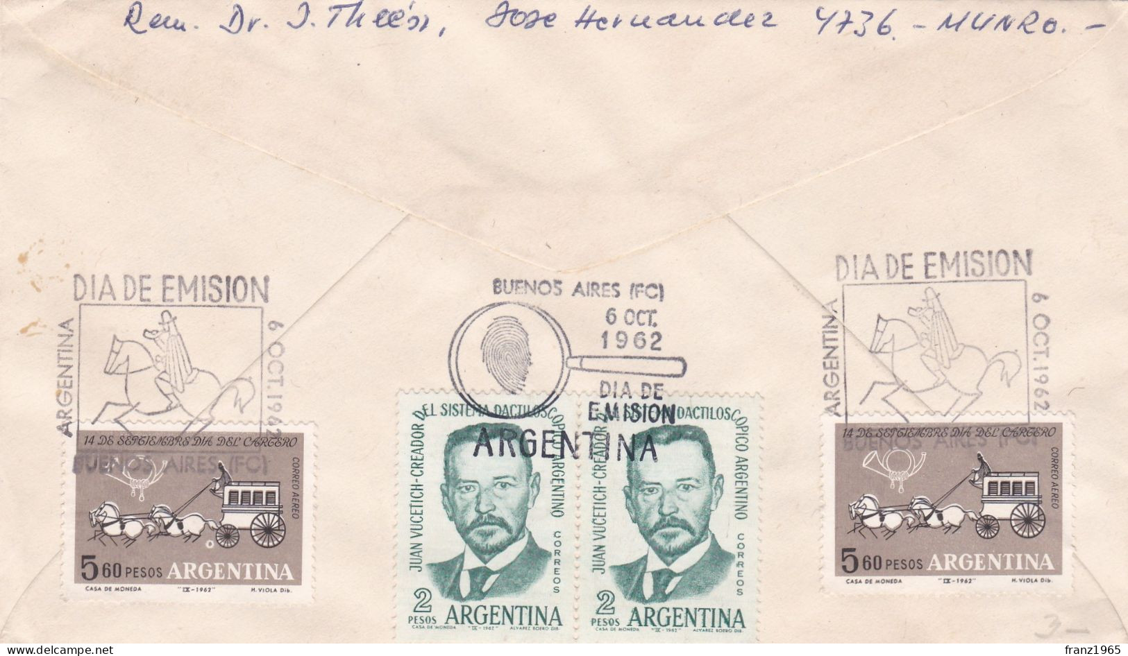 Juan Vucetich (1858-1925), Founder Of Argentine Dactyloscopy - 1962 - FDC