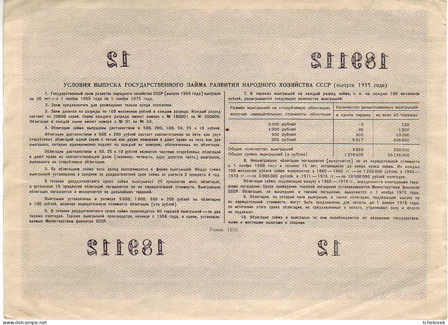 (Billets). Russie Russia URSS USSR State Loan Obligation 100 R 1955 - Russland