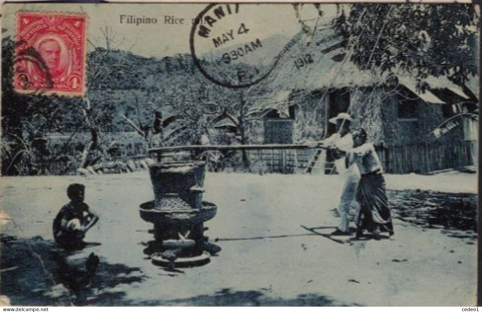 PHILLIPINES  FILIPINO RICE MILL    "" CARTE EN L'ETAT  TRACE DE PLI  "" - Philippines