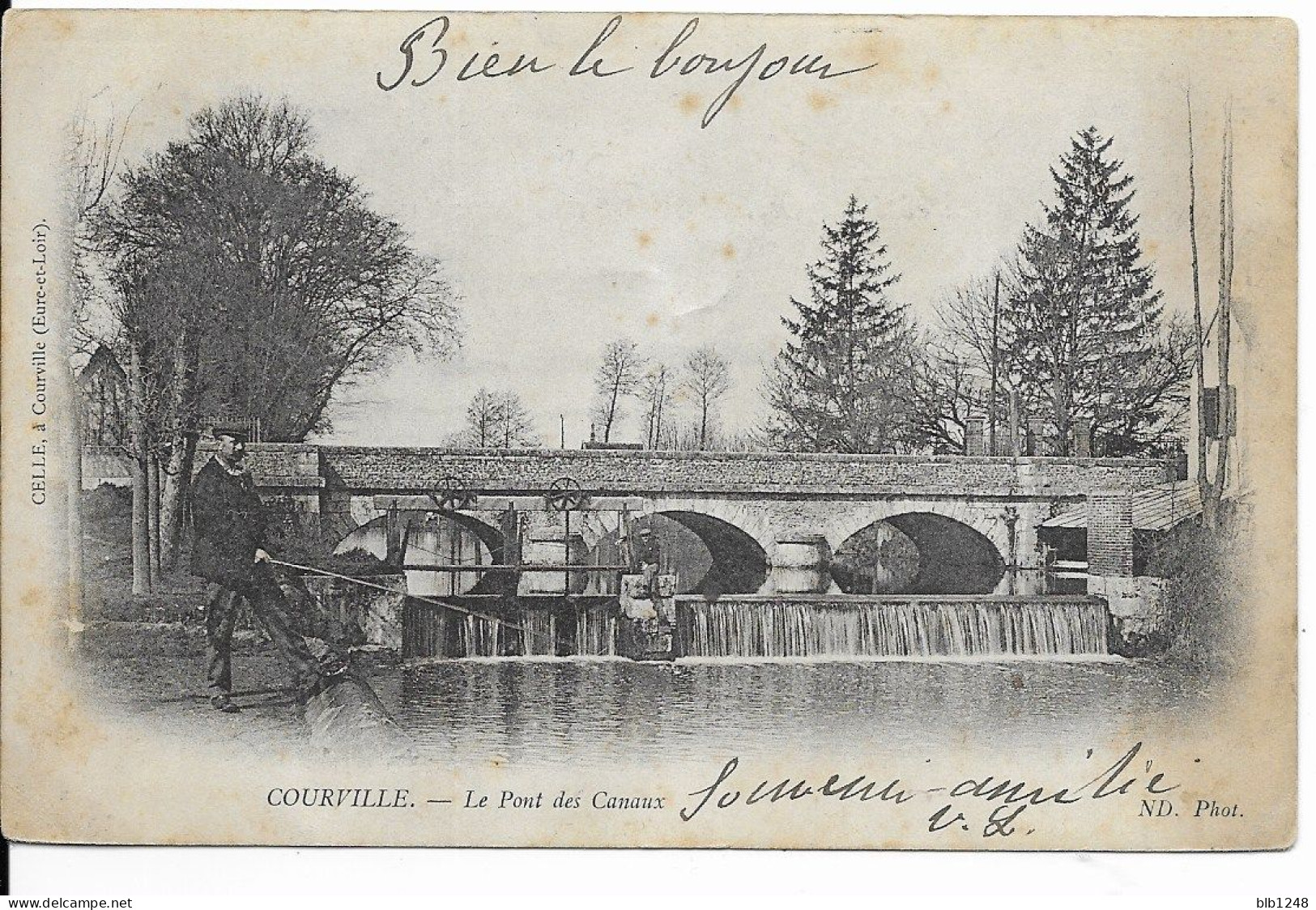 [28] Eure Et Loir > Courville Le Pont Des Canaux Pecheur En Beau Plan - Courville