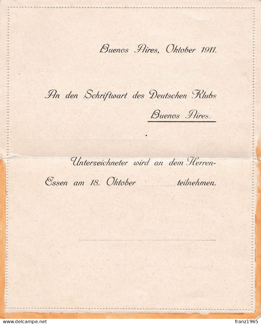 Carta Postal - Deutscher Klub - 1911 - Briefe U. Dokumente