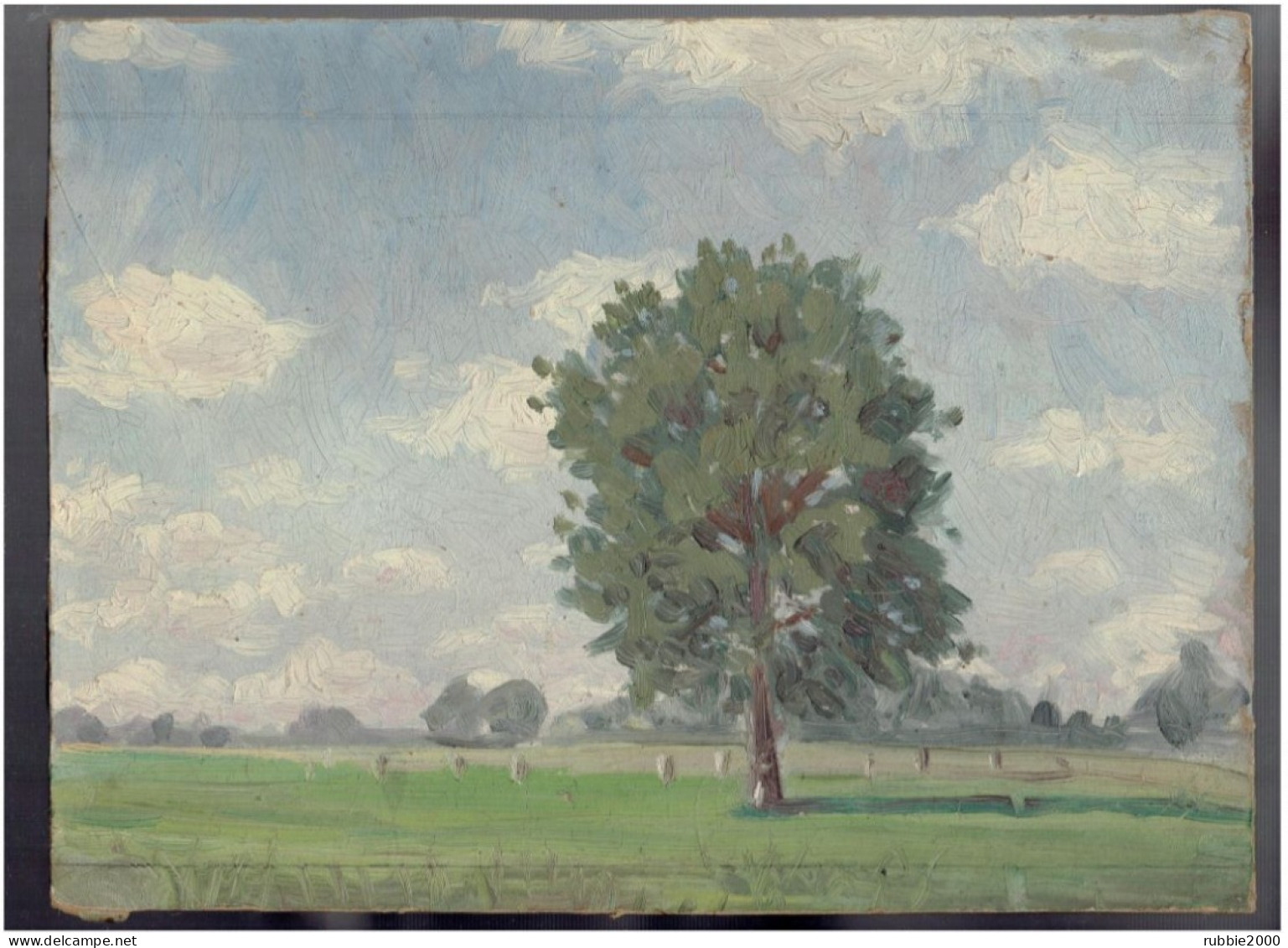 PEINTURE SUR ISOREL AOUT 1925 ARBRE DANS UN PRE CAMPAGNE - Olii