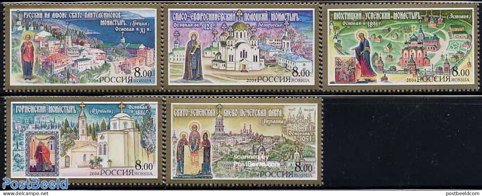 Russia 2004 Cloisters 5v, Mint NH, Religion - Cloisters & Abbeys - Religion - Abdijen En Kloosters