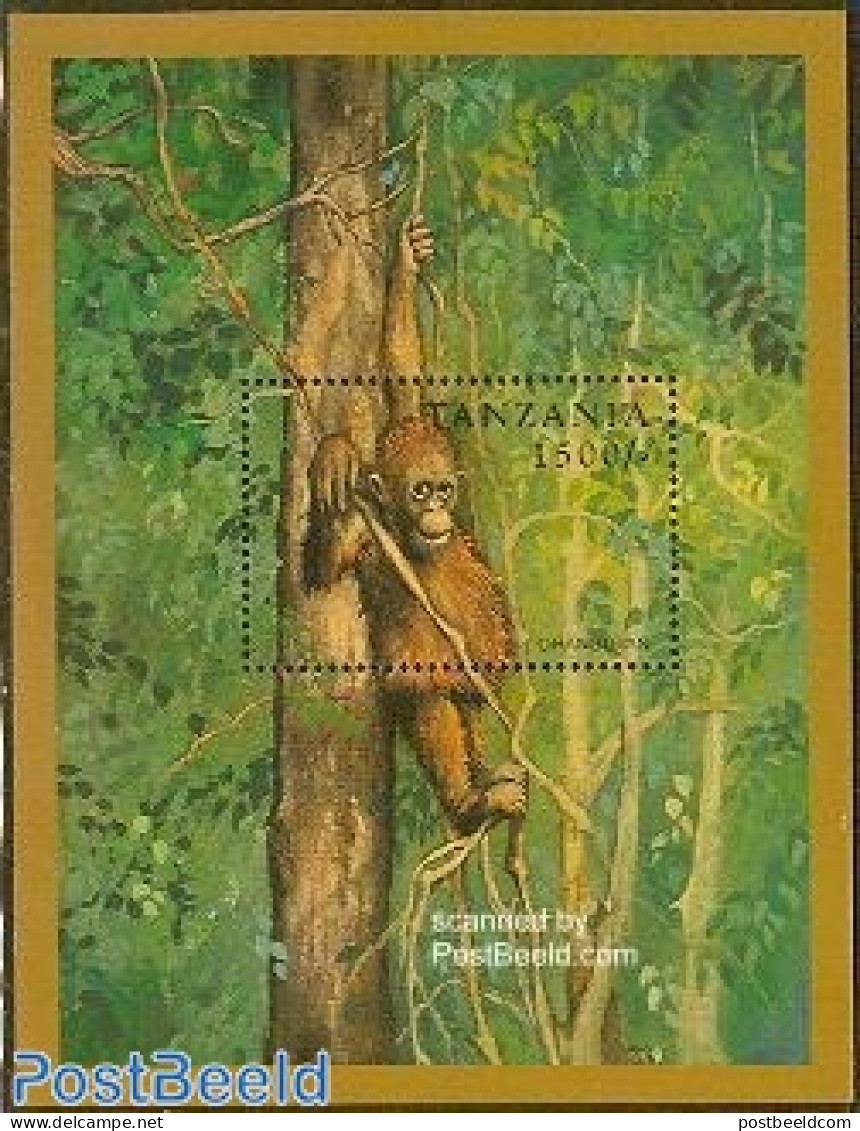 Tanzania 1998 Orangutan S/s, Mint NH, Nature - Animals (others & Mixed) - Monkeys - Tanzania (1964-...)