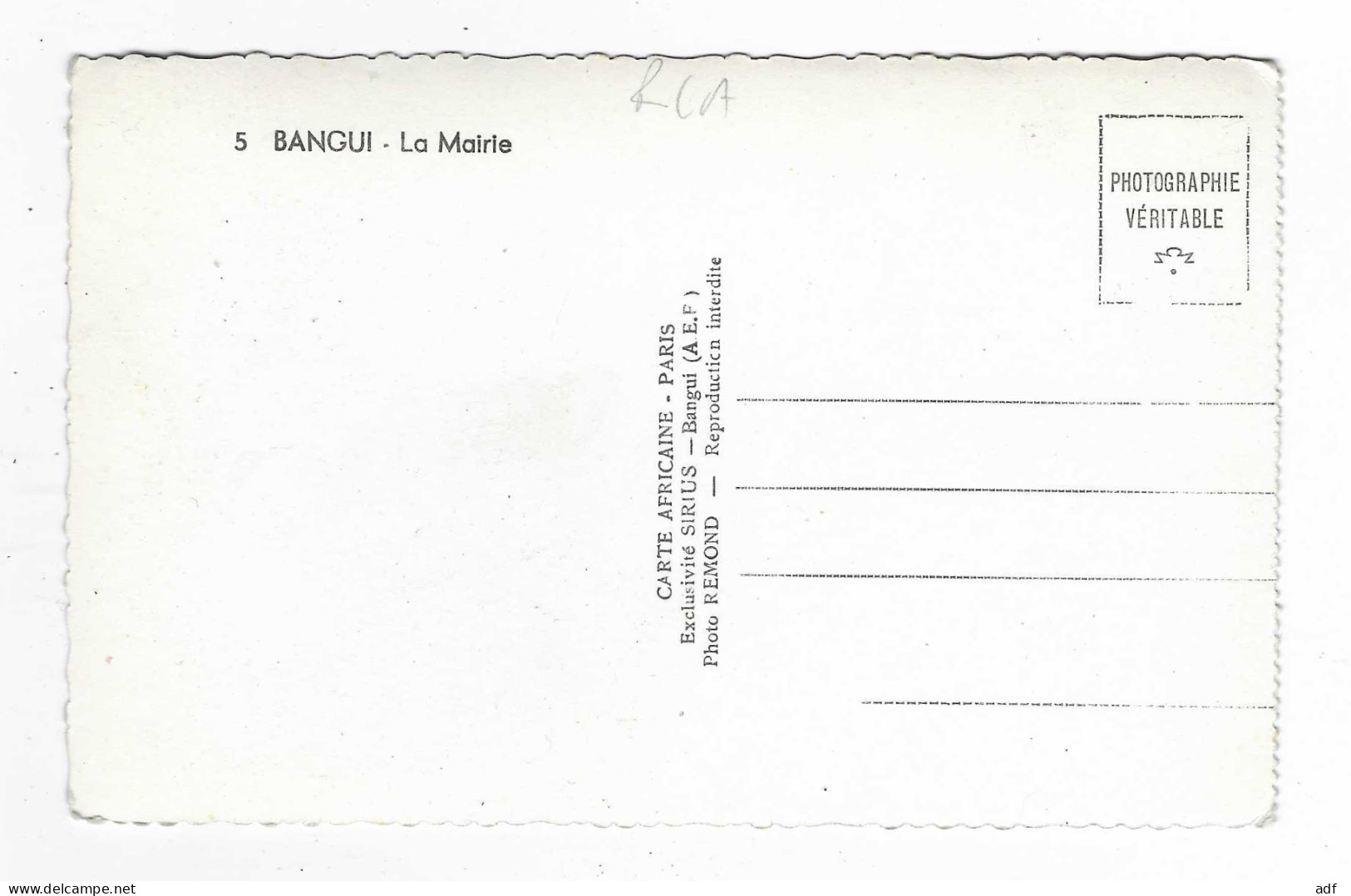 CPSM BANGUI, LA MAIRIE, Format 9 Cm Sur 14 Cm Environ, REPUBLIQUE CENTRAFRICAINE RCA - Centrafricaine (République)