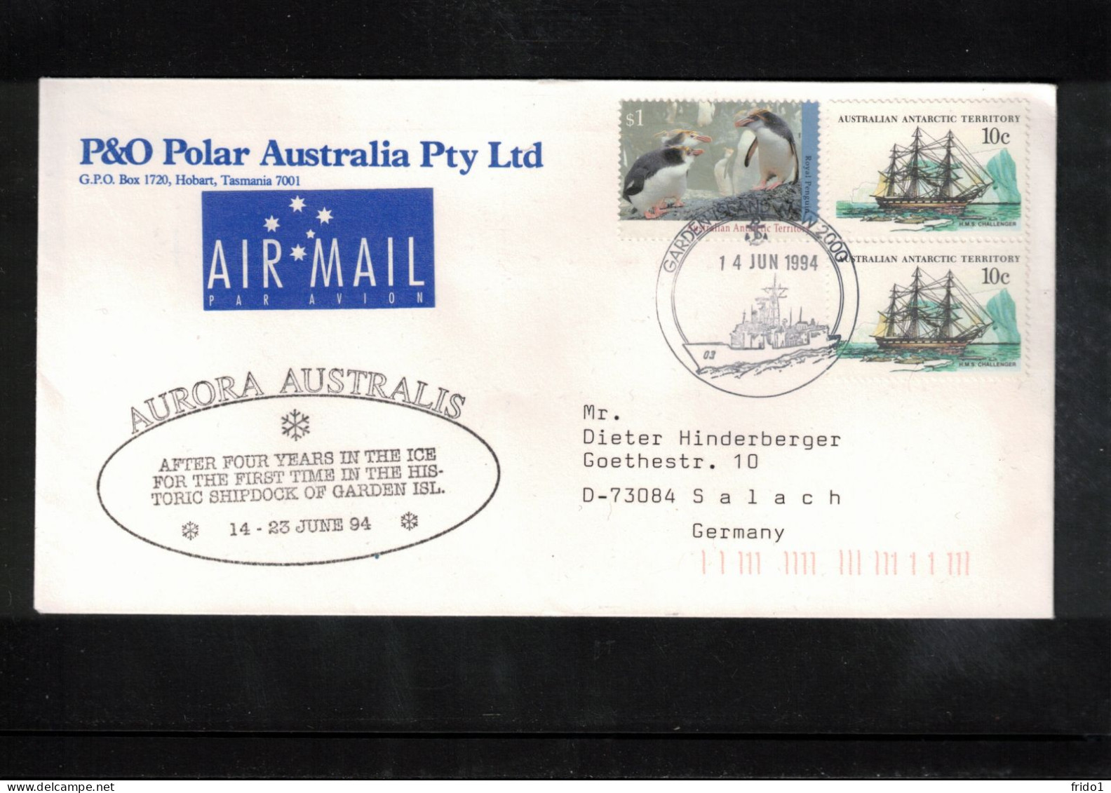 Australian Antarctic Territory 1994 Antarctica Ship Aurora Australis Interesting Cover - Onderzoeksstations