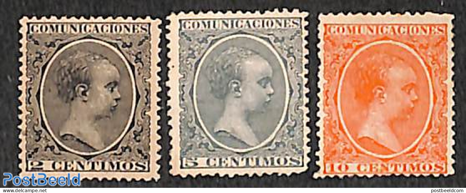 Spain 1899 King Alphonse XIII 3v, Unused (hinged) - Nuevos