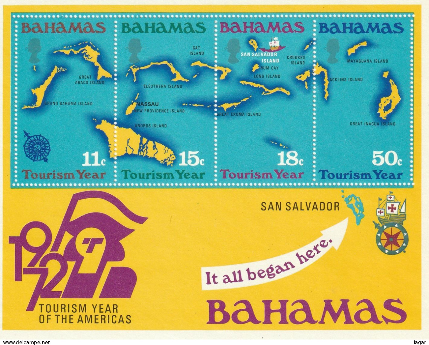 THEMATIC TOURISM:  TOURISM YEAR OF THE AMERICAS. MAP OF THE BAHAMAS ARCHIPELAGO     MS    -   BAHAMAS - Other & Unclassified