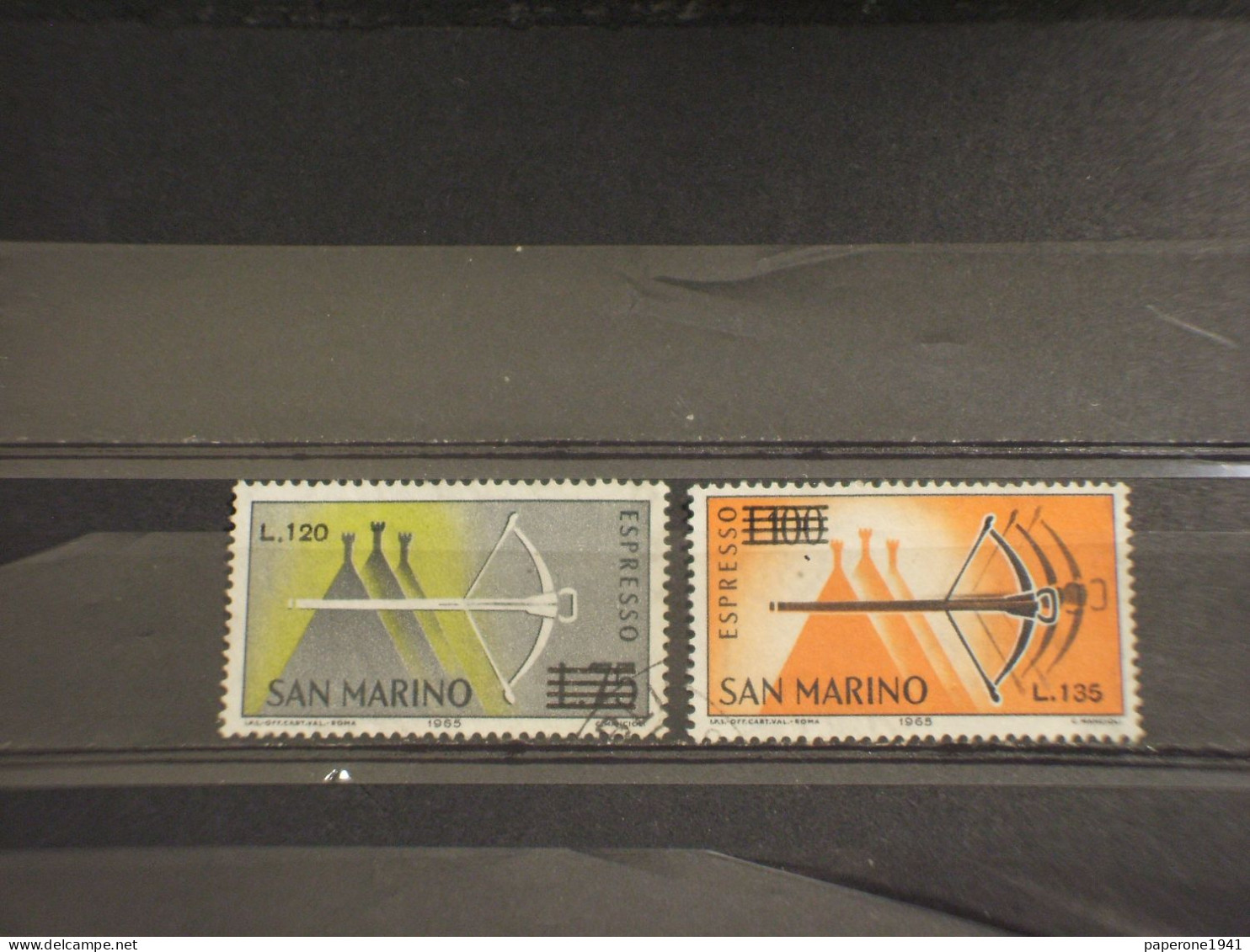 SAN MARINO - ESPRESSI - 1965 Balestra 2 Valori, Sopr. - TIMBRATI/USED - Express Letter Stamps