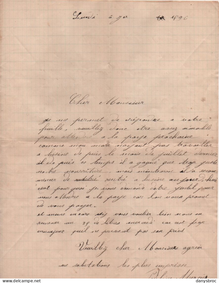 LETTRE MANUSCRITE De 1890 Avec ENVELOPPE Oblitérée PREMERY (58) Timbrée SAGE - Manuscrits