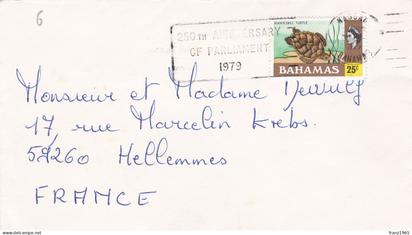 From Bahamas To France - 1979 (Hawksbill Turtle) - Bahama's (1973-...)