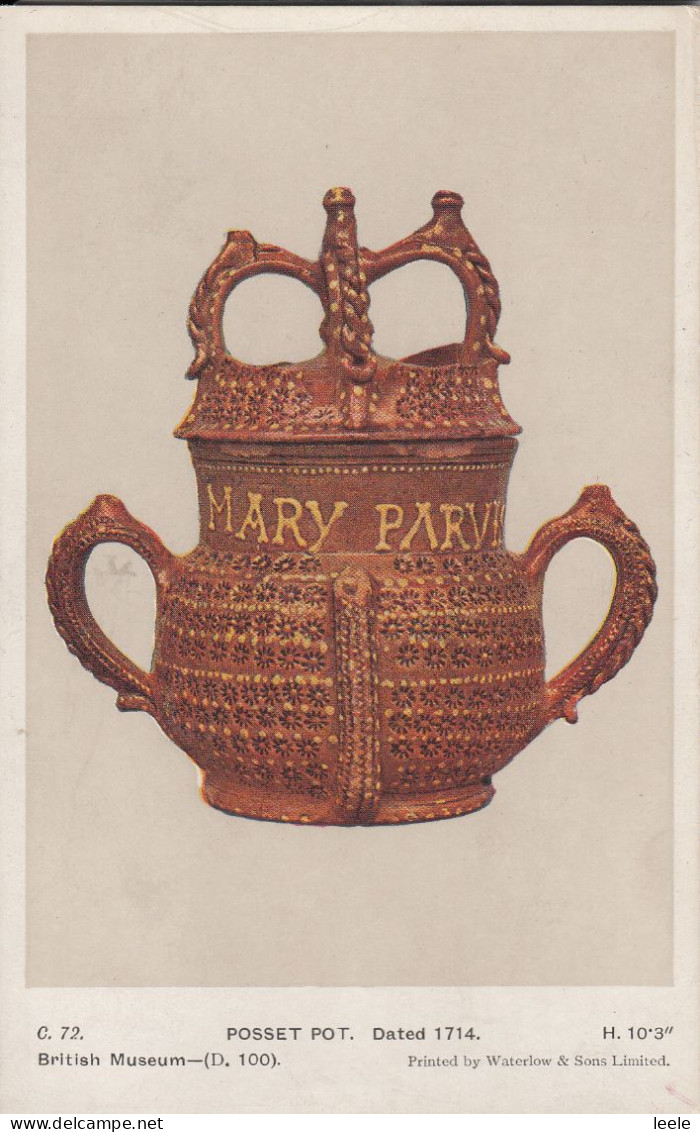 CD19. Vintage Postcard.  Posset Pot. Dated 1714 - Musei