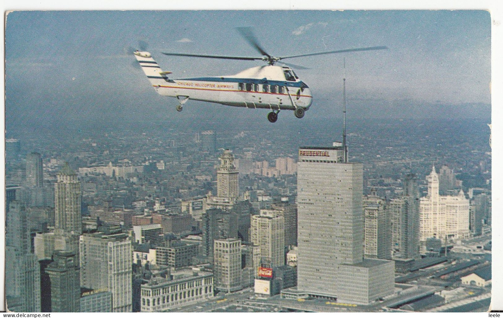 CD58.  Postcard.  Chicago Helicopter Airways.  Sikorsky S-58C - Hélicoptères