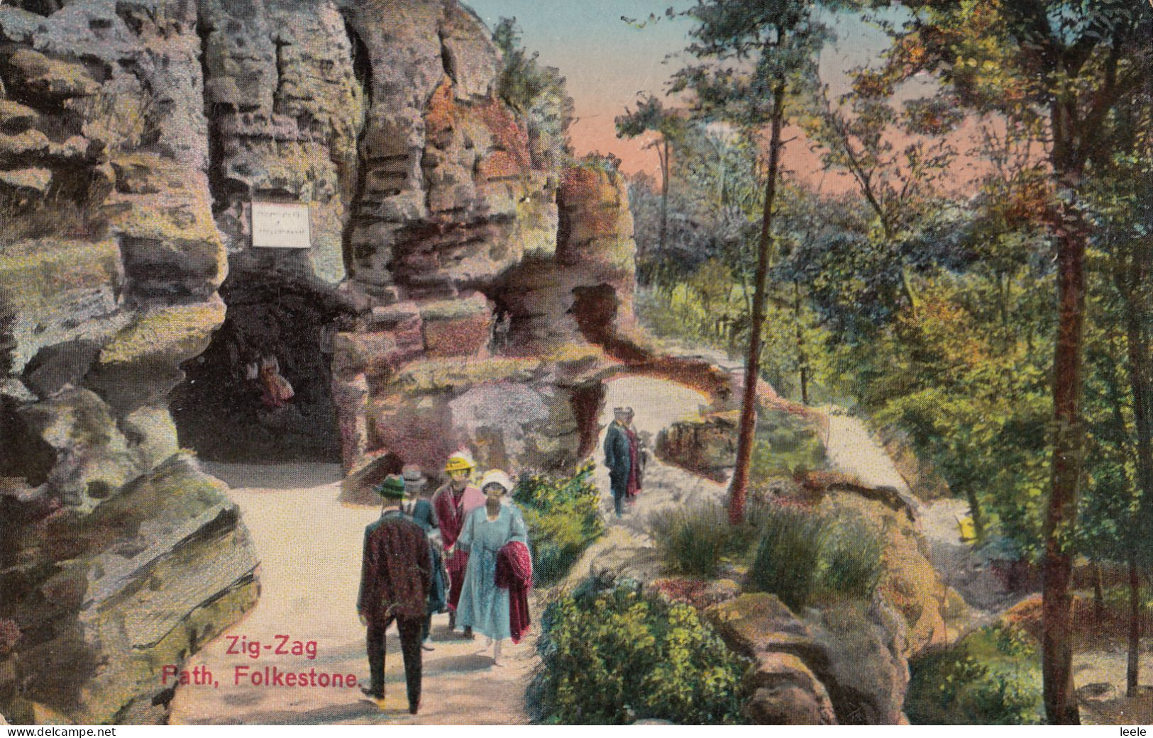 CD59.  Vintage Postcard.  The Zig-Zag Path, Folkestone. Kent - Folkestone