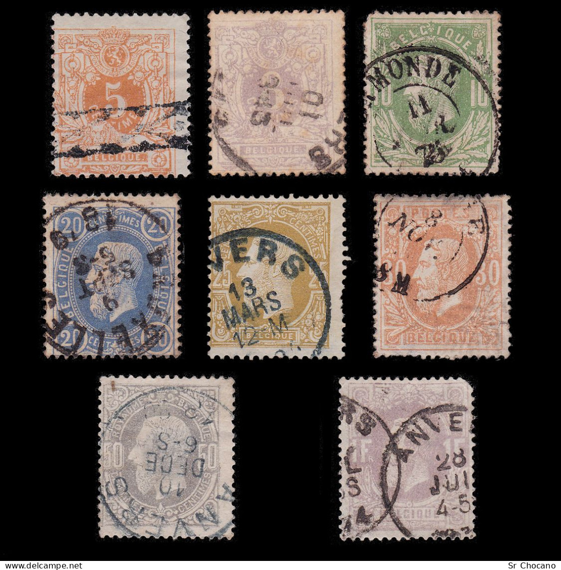 BELGIUM .1869-70.King Leopold II.Set 8 Stamps. USED - 1869-1888 Lion Couché