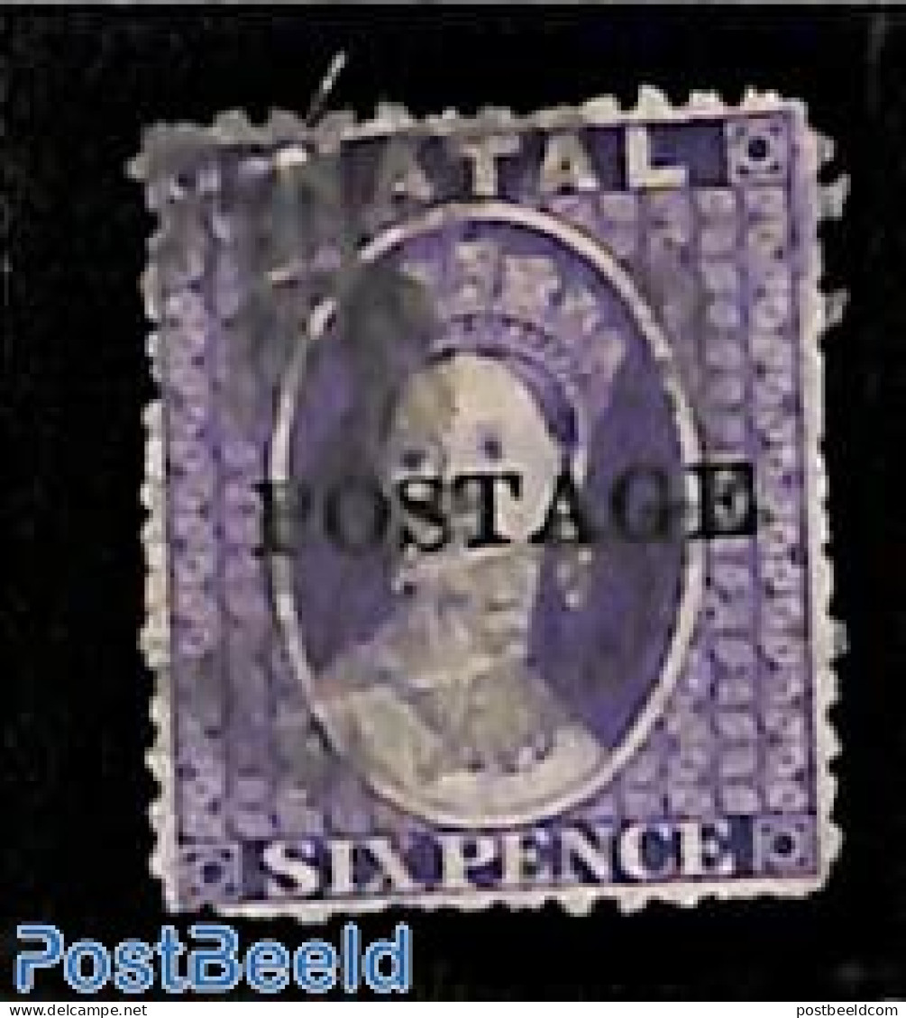 Natal 1869 6d, POSTAGE Overprint, Used, Used Stamps - Natal (1857-1909)