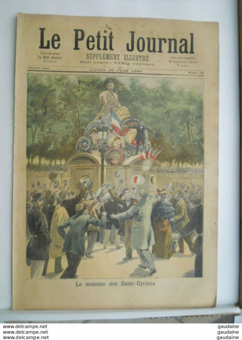 Le Petit Journal N°188 – 25 Juin 1894 - Le Monôme De Saint Cypriens - Médaille D'Honneur à La Soeur Joseph -Carte Congo - Le Petit Journal