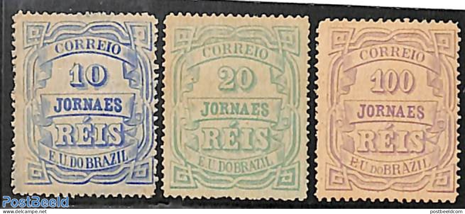 Brazil 1890 Newspaper Stamps 3v, Unused (hinged), History - Newspapers & Journalism - Unused Stamps