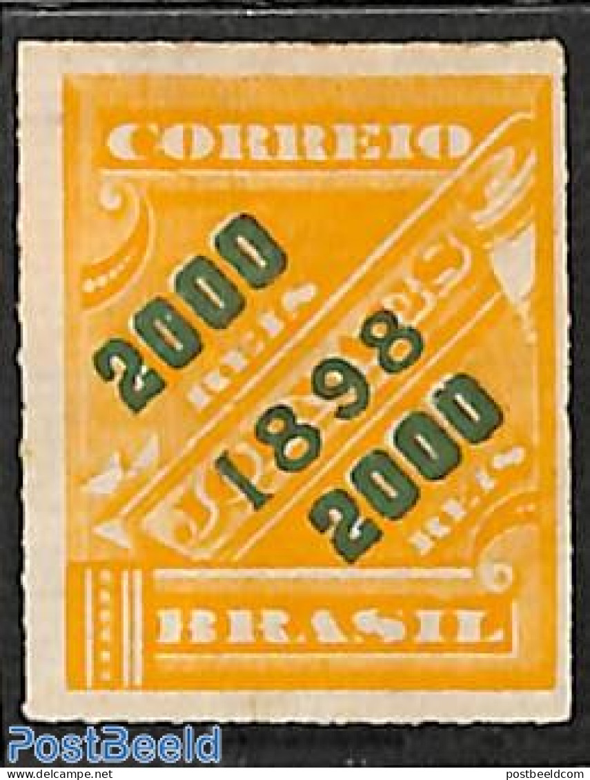 Brazil 1898 2000R On 1000R, Goldyellow, Stamp Out Of Set, Unused (hinged) - Unused Stamps