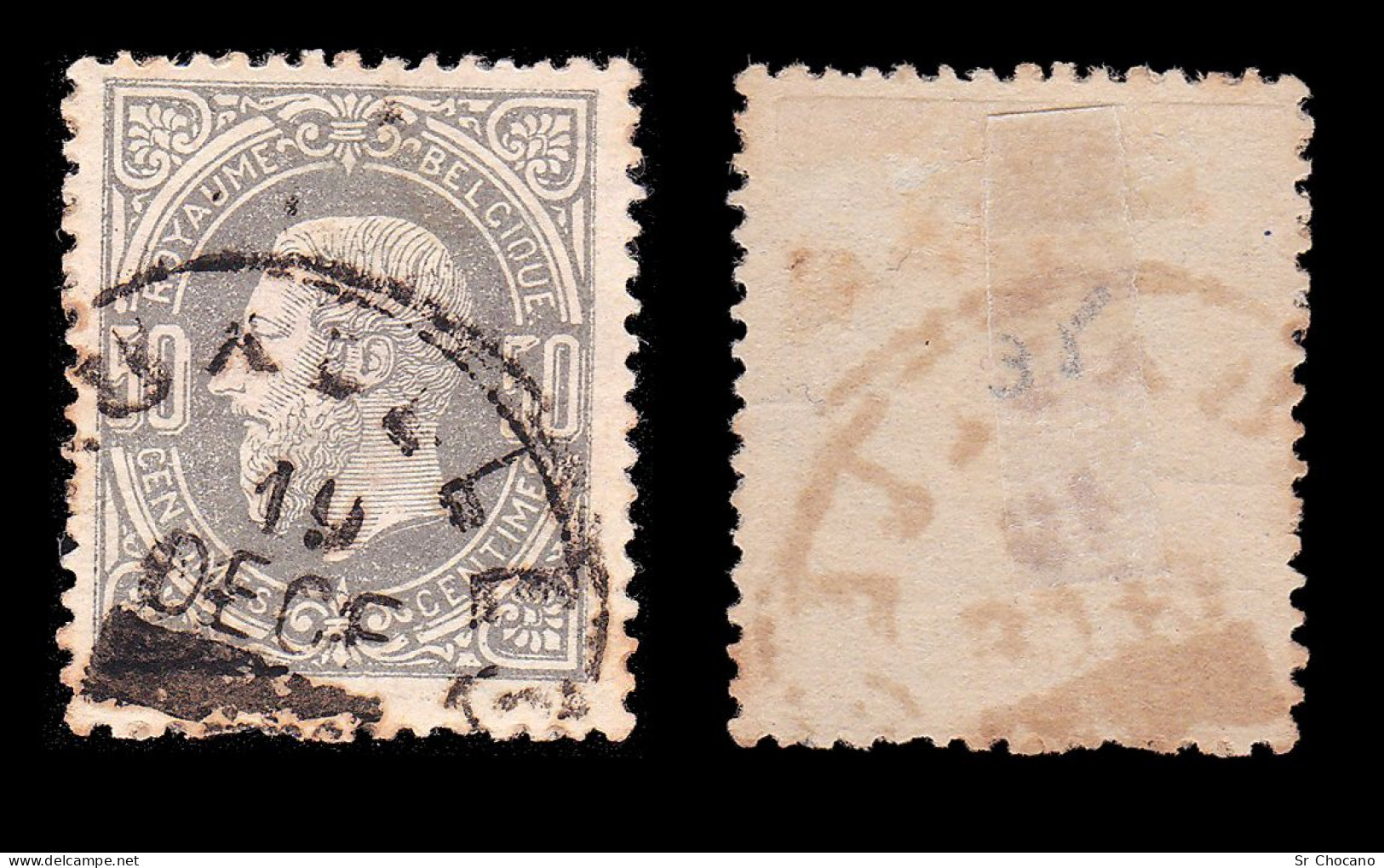 BELGIUM.1869-70.K.Leopold II.50c.SCOTT 38. USED - 1869-1888 Lion Couché