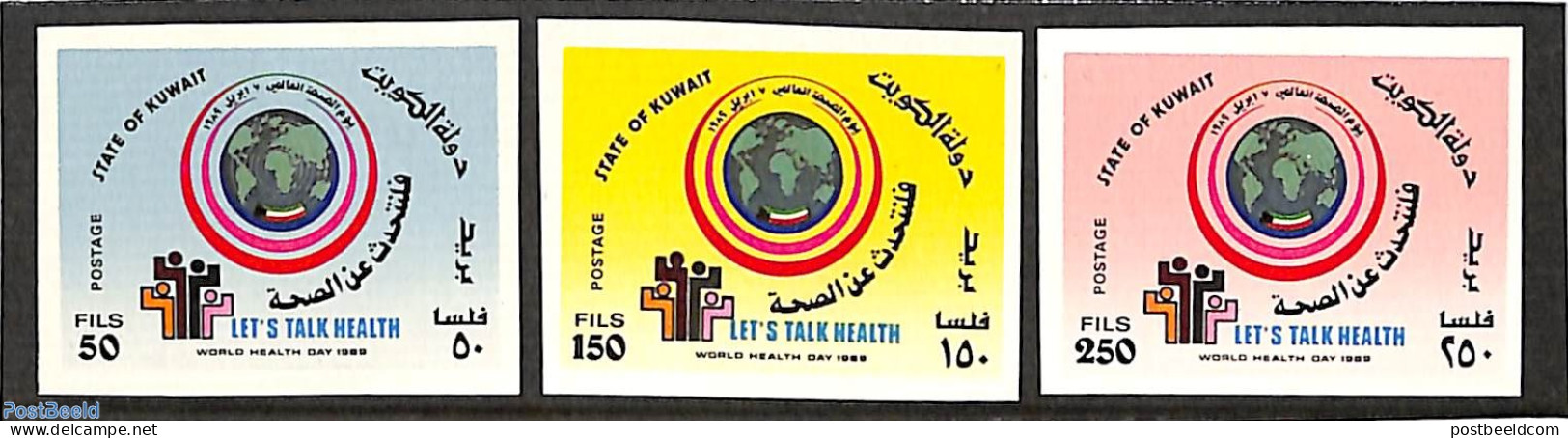 Kuwait 1989 World Health Day 3v Imperforated, Mint NH, Health - Health - Kuwait