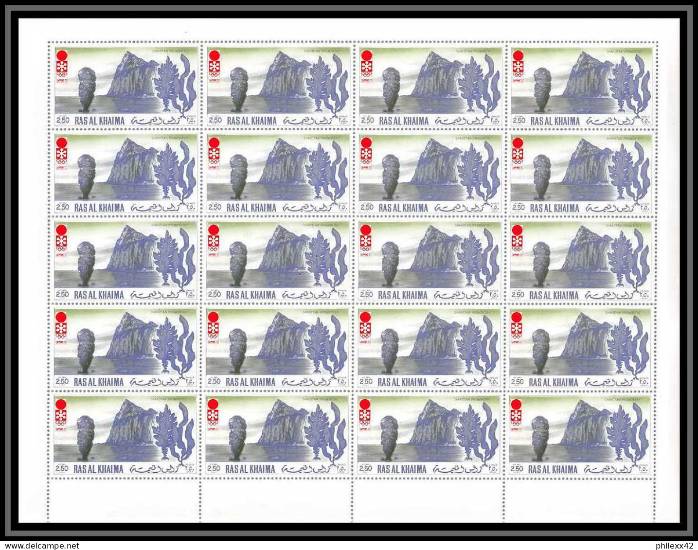 117d - Ras Al Khaima MNH ** Mi N° 600 / 605 A + bloc jeux olympiques (winter olympic games) SAPPORO 72 feuilles sheets