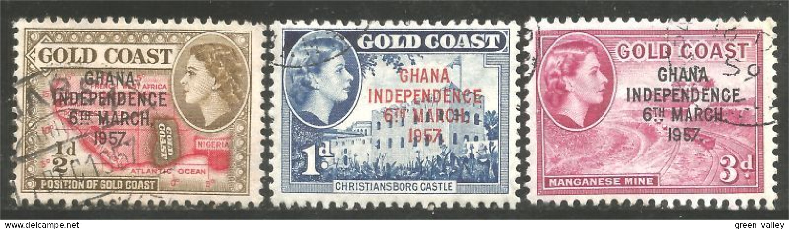 456 Gold Coast Ghana Independence Surcharge Manganese Mine Mining Train Railroad Railways Zug Treno (GOL-34) - Goldküste (...-1957)