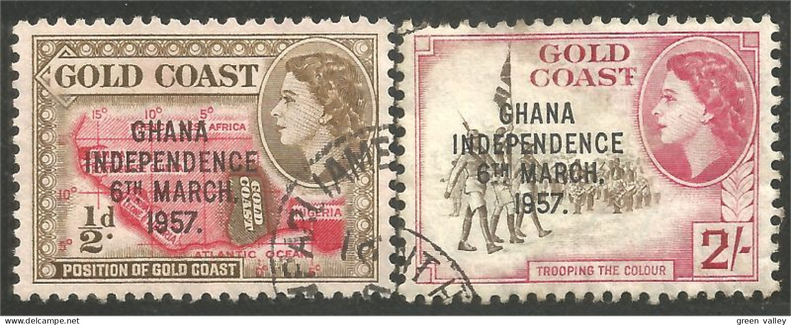 456 Gold Coast Ghana Independence Surcharge Drapeau Flag Carte Map (GOL-38) - Costa D'Oro (...-1957)