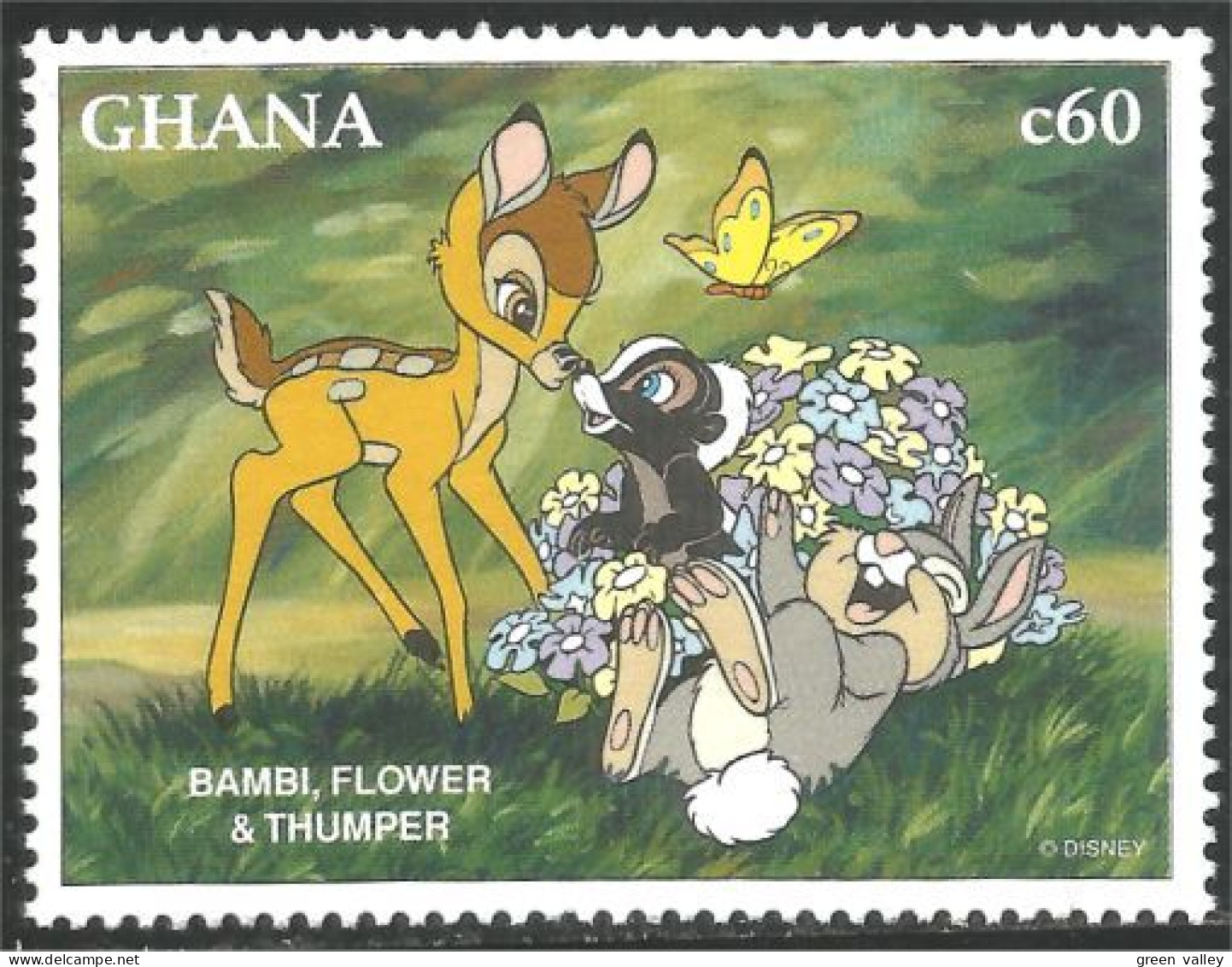 450 Ghana Disney Bambi Deer Fawn Faon Lapin Rabbit Hare Kaninchen Coniglio MNH ** Neuf SC (GHA-193) - Conigli